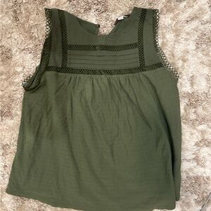 LOFT Olive Green Lace-Trim Sleeveless Tank